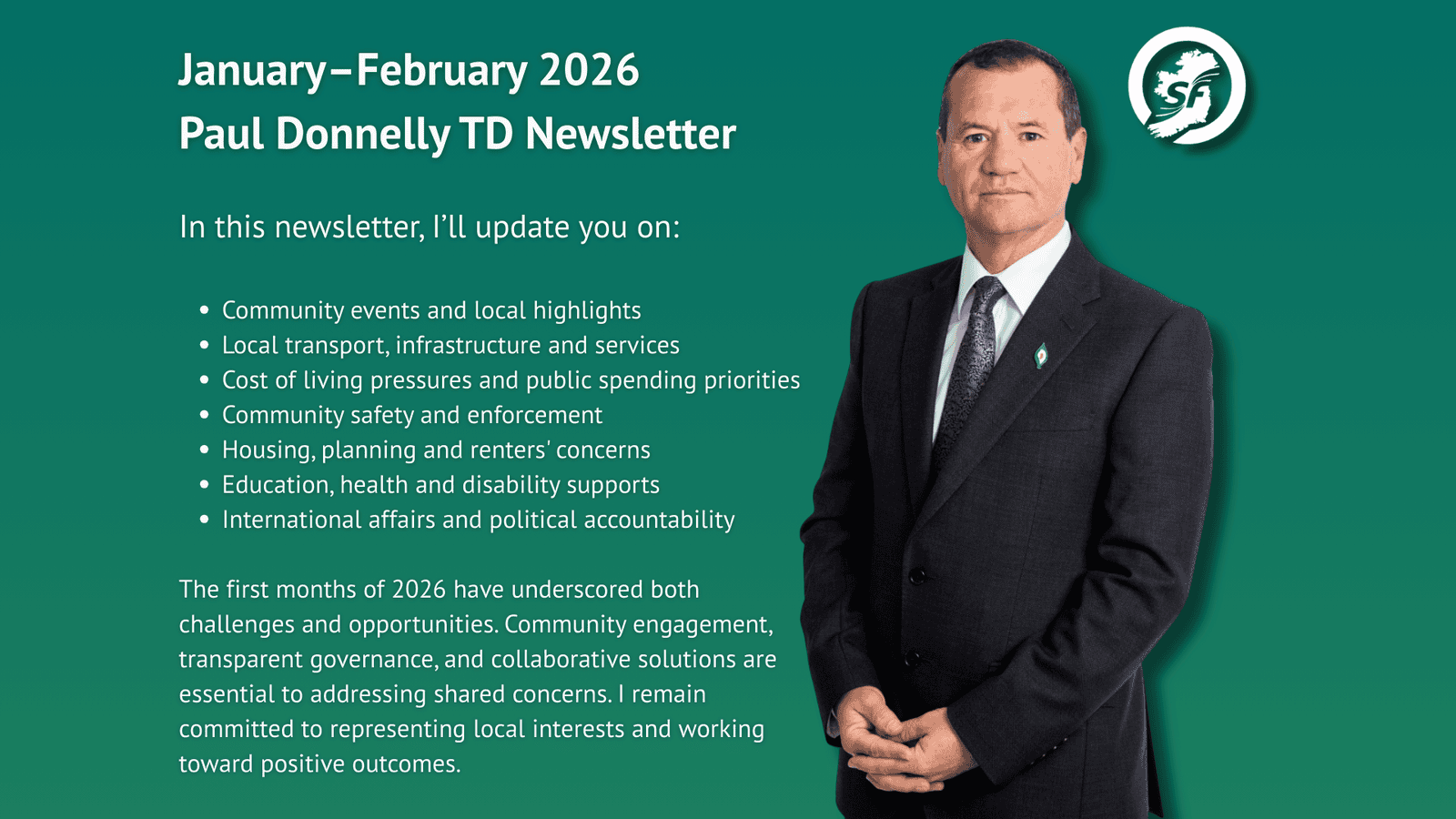 January–February 2026 Paul Donnelly TD Newsletter